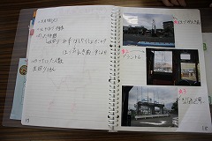 乗車人数などを記録したノートの写真