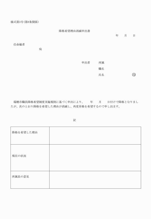 瑞穂市職員降格希望制度実施規則