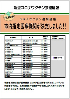 コロナワクチン個別接種の指定医療機関