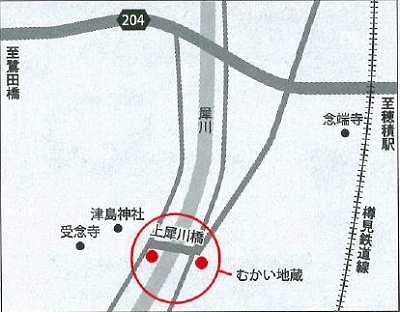 むかい地蔵場所を記した地図