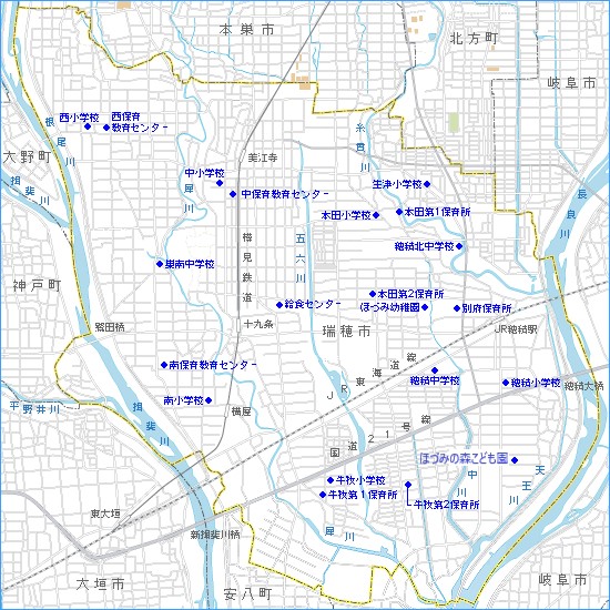 市内の教育関係施設の地図