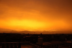 台風前の夕焼けの様子